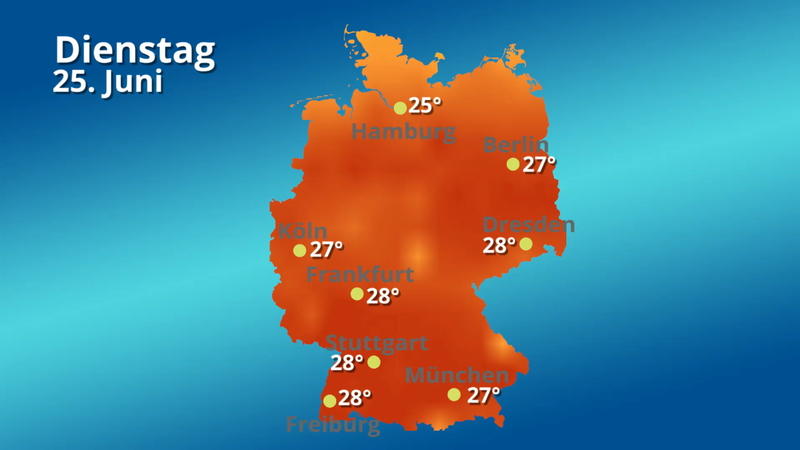 Der Temperaturfilm für 14 Tage Der Juni bleibt ziemlich aufgeheizt