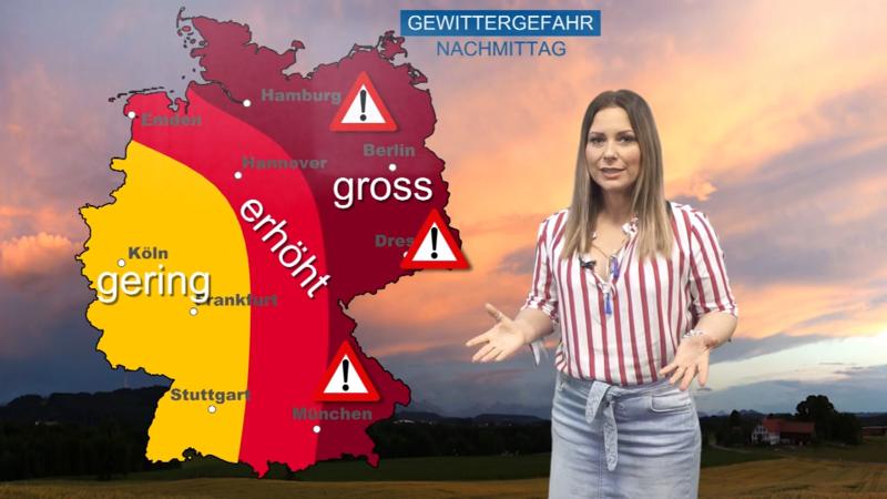 Unwetterlage bleibt bestehen Heftige Gewitter im Osten bei über 30 Grad