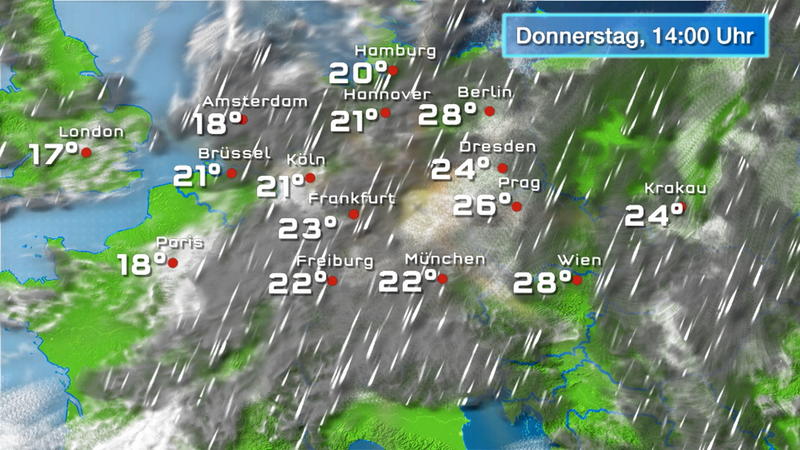Der Regen- und Wolkenfilm für 48 Stunden Trocken, aber oft trüb