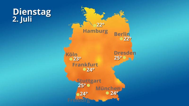 Die Höchstwerte der nächsten 14 Tage Ab Juli wird es durchschnittlich warm