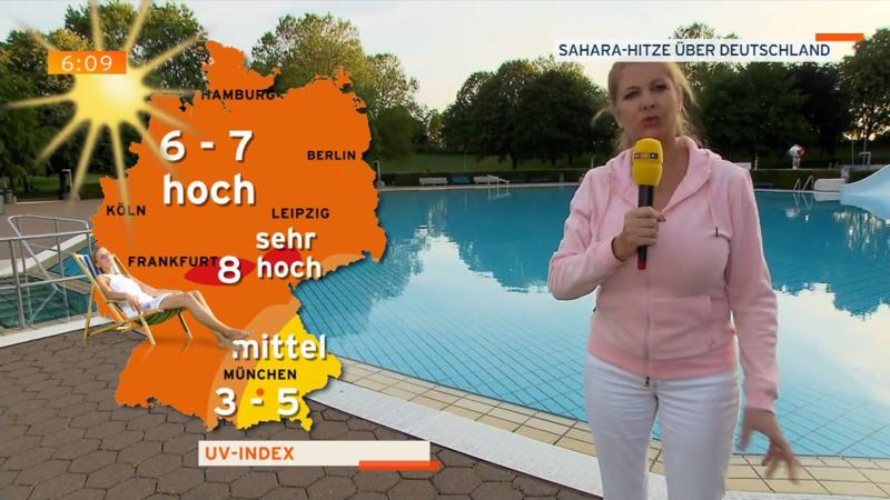 Der Wetterbericht Vorsicht: Hitze und Sonne