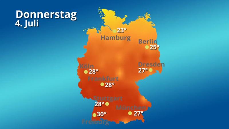 Die Höchstwerte für 14 Tage Erste Juliwoche bleibt meist sommerlich warm