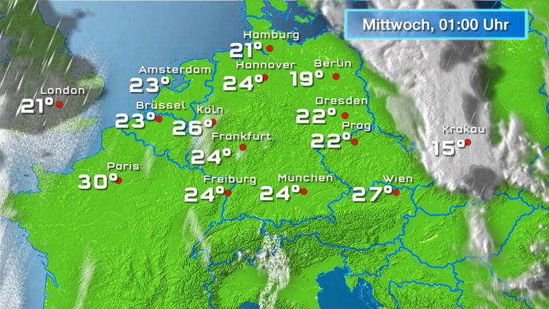 Der Regen- und Wolkenfilm für 48 Stunden Trocken, aber oft trüb