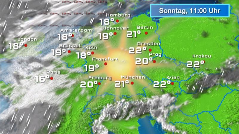 Wolken- und Regenfilm für 48 Stunden Der Sonntag startet wunderbar sonnig