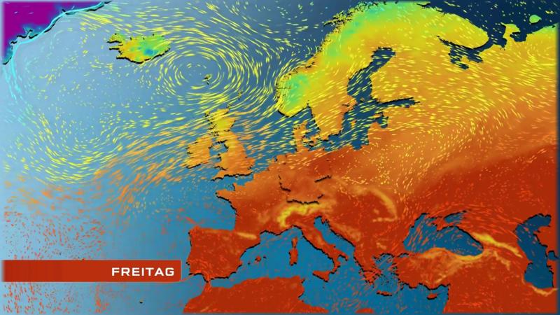 Der Strömungsfilm für Europa Warme Luft strömt herbei
