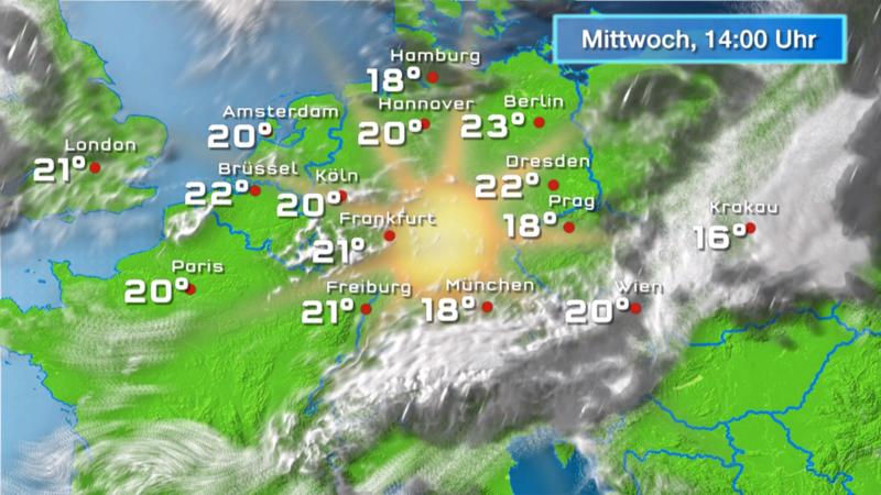 Der Regen- und Wolkenfilm für 48 Stunden Auch im Süden zieht der Regen ab