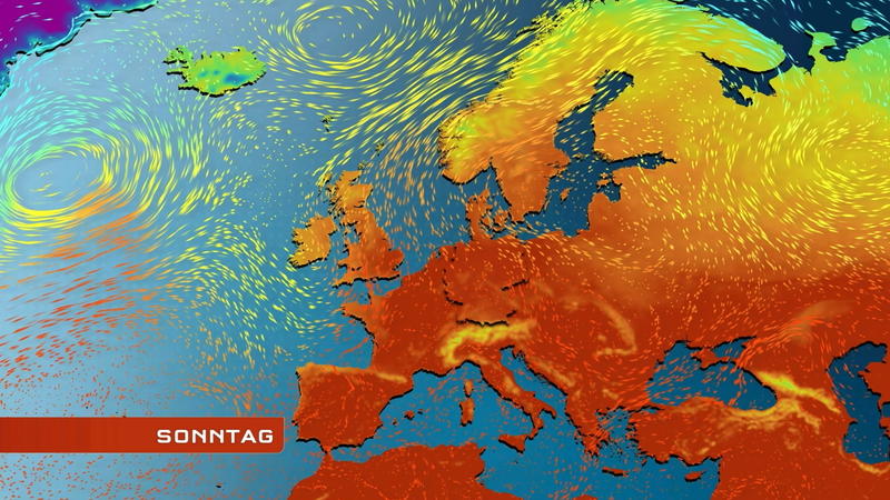 Der Strömungsfilm für Europa Temperaturen und Luftströmungen für 5 Tage