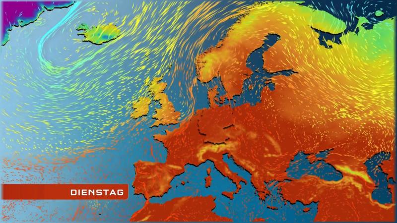 Der Strömungsfilm für Europa Die Wärme bleibt uns mehrere Tage erhalten