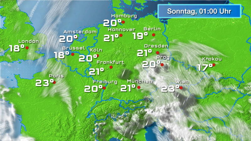 Der Regen- und Wolkenfilm für 48 Stunden Trocken, aber oft trüb