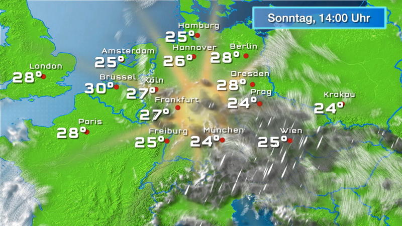 Der Regen- und Wolkenfilm für 48 Stunden Trocken, aber oft trüb