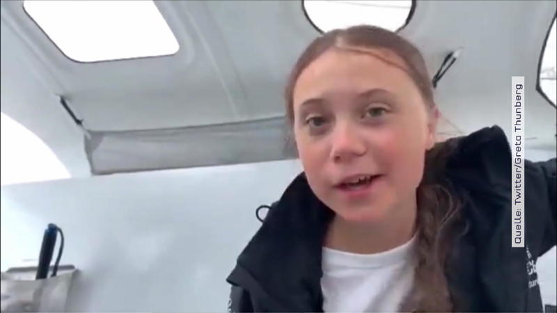 Neue Videobotschaft von Greta Thunberg Grüße von Atlantik-Yacht "Malizia"