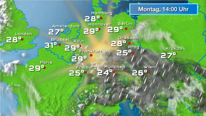Der Regen- und Wolkenfilm für 48 Stunden Trocken, aber oft trüb