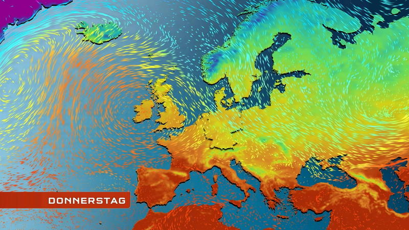 Der Strömungsfilm für Europa Polarluft kühlt den Altweibersommer runter