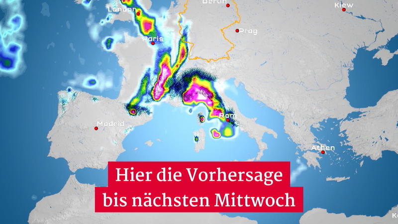 Es steht wieder eine brisante Lage an Heftige Gewitter im Mittelmeerraum
