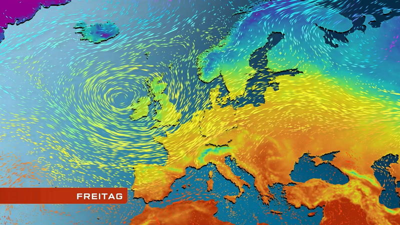 Der Strömungsfilm für 5 Tage Sturmtief bringt Regen und Wind