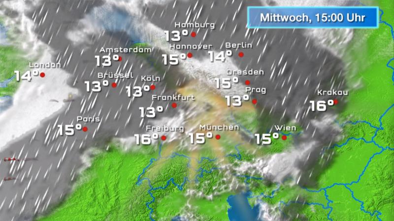 Regen- und Wolkenfilm für 48 Stunden Nur kurze Regenpausen