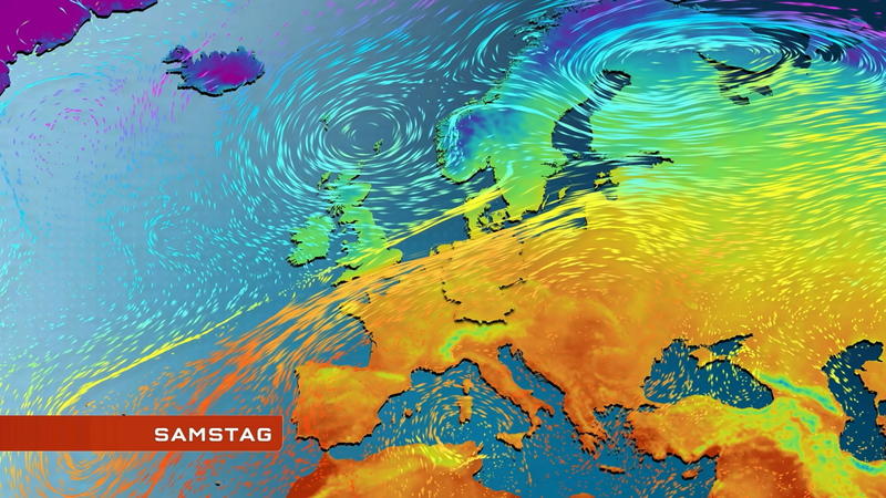 Der Strömungsfilm für 5 Tage Ruhe über Deutschland, Unwetter über Europa