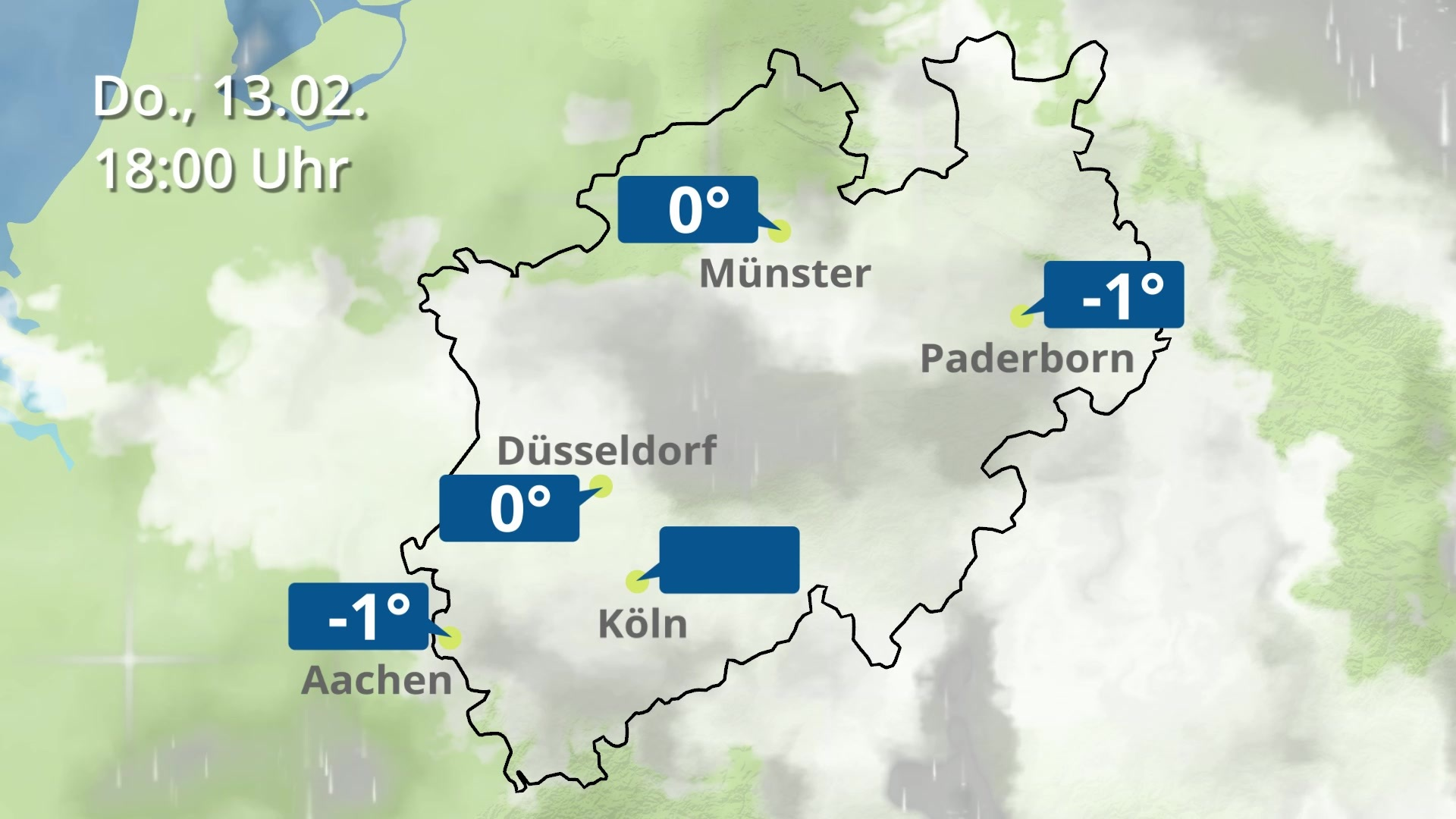 Regen und Wolkenfilm für Köln Düsseldorf und Münster Nordrhein