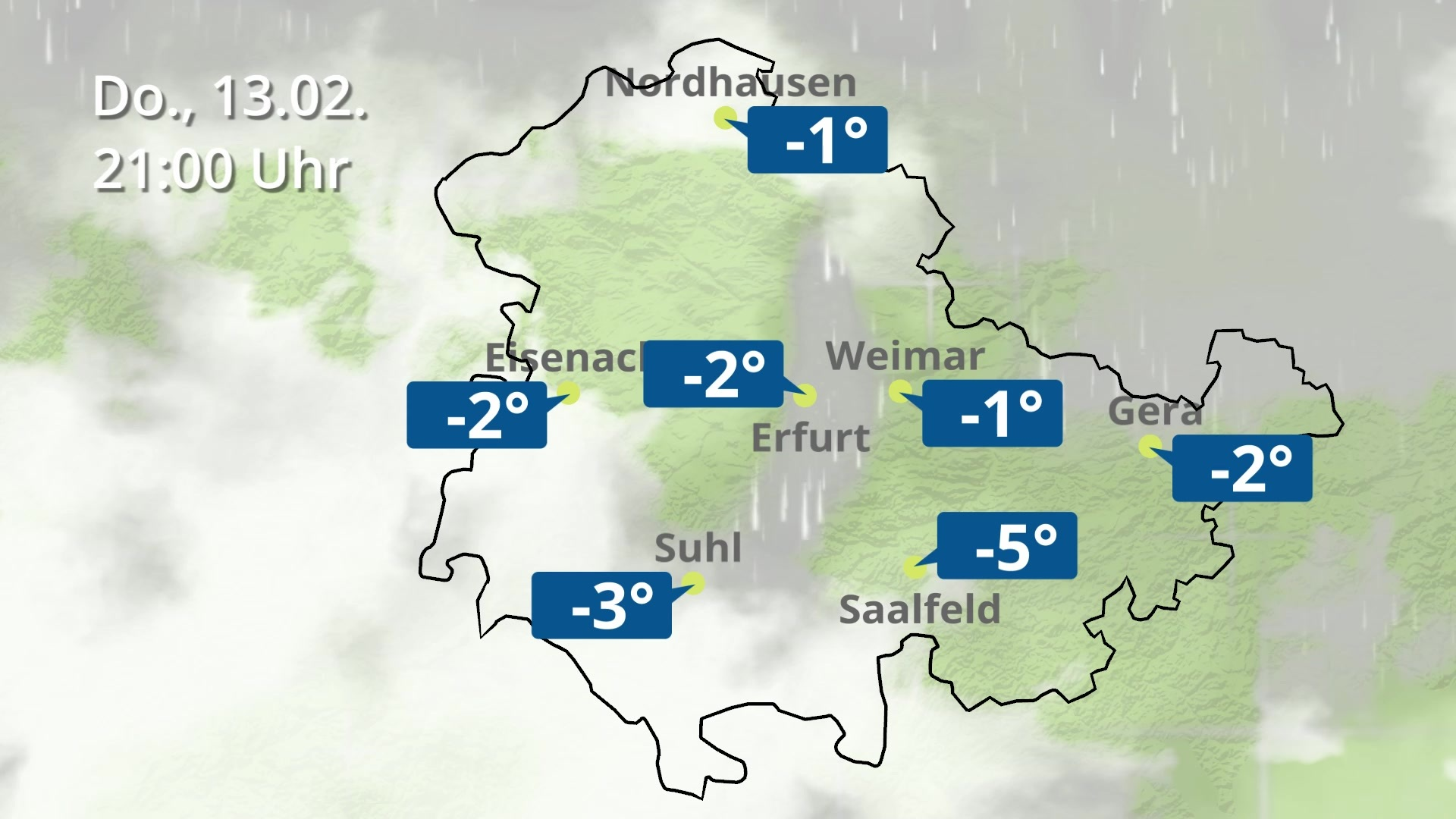 Regen und Wolkenfilm für Erfurt Gera und Eisenach Thüringen Wie