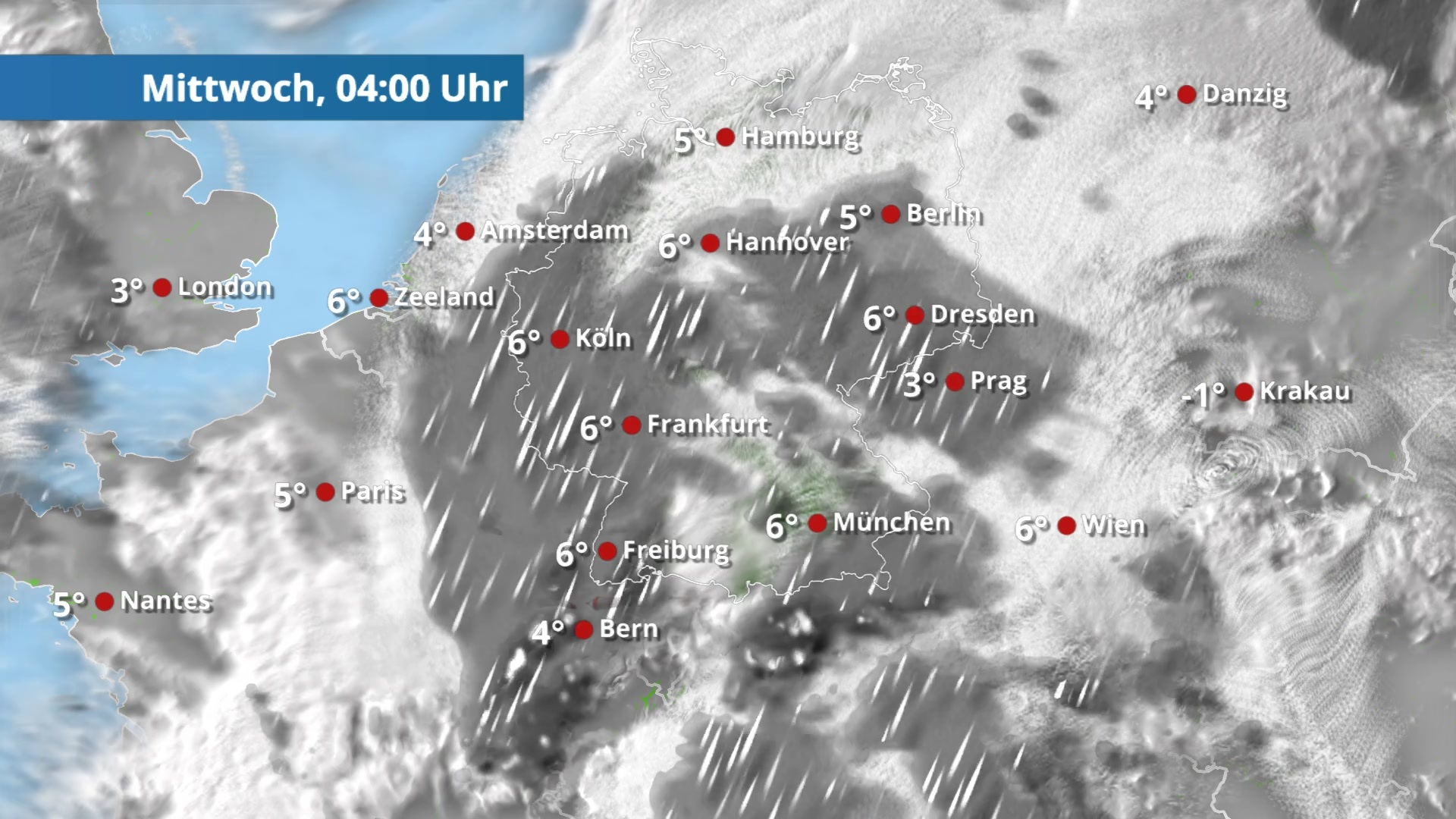 Der Regen und Wolkenfilm für 48 Stunden Viel Regen und fallende