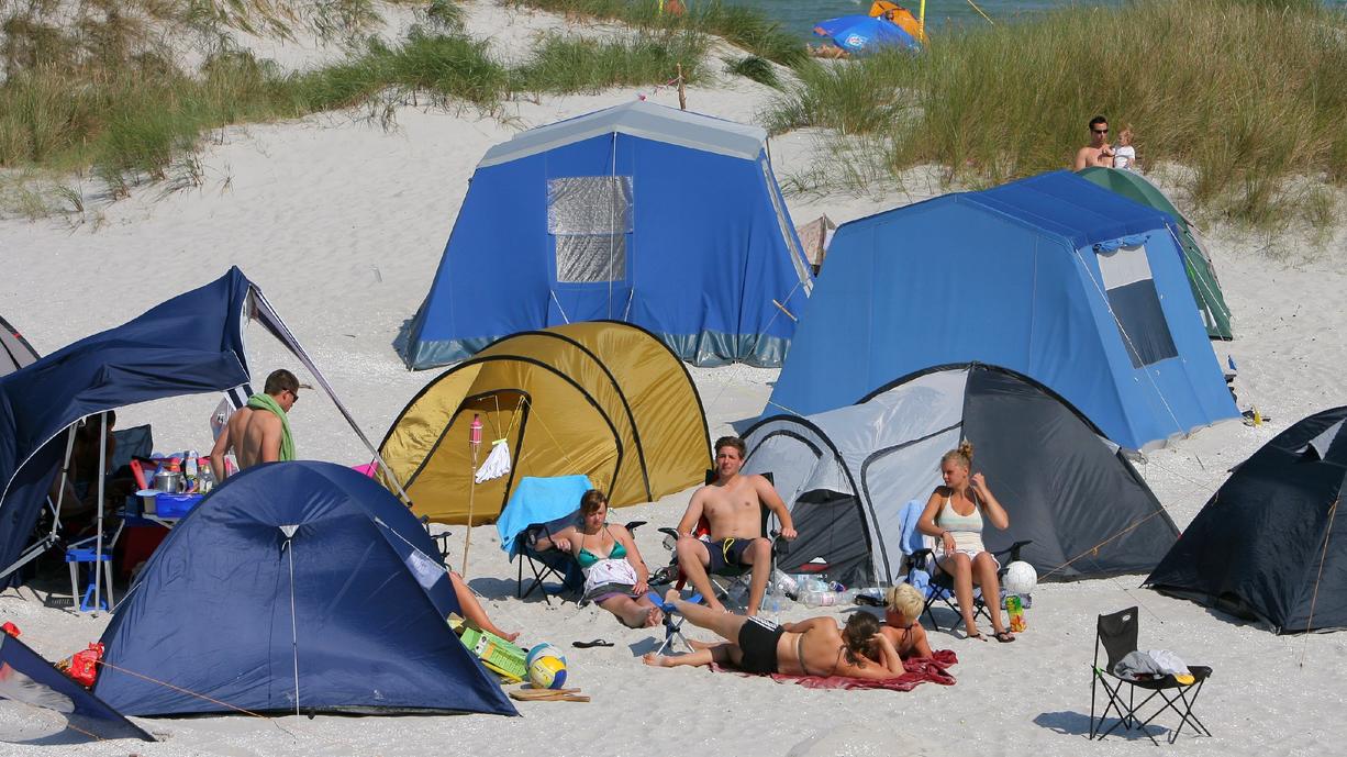 Camping mit einem Zelt