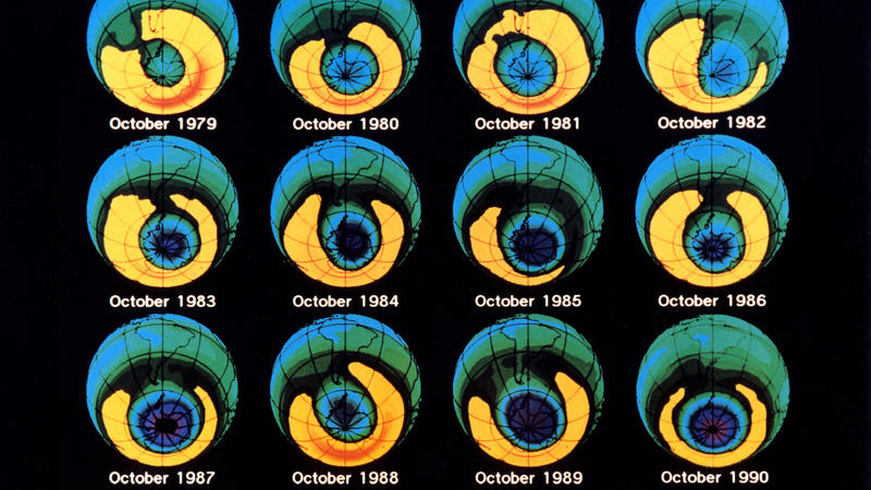 Ozonloch von 1979 bis 1990