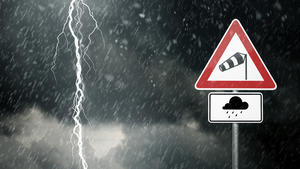 bad weather - caution - risk of storm and thunderstorms