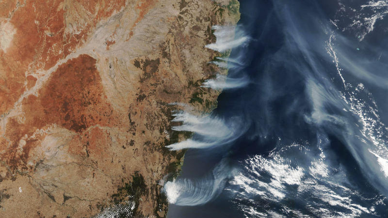 December 4, 2019 - Australia - Bushfires in south and eastern Australian states started growing in number through October 2019, and have since sent smoke halfway around the world. As of early December, the fires continued to rage. The fires are visib
