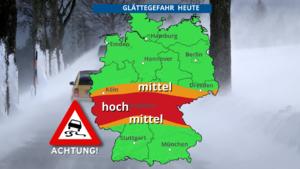 Die Glättekarte für Mittwochnachmittag (22.01.2020)