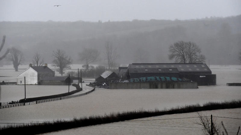 A view of fields flooded near St Clears, Pembrokeshire, South Wales, Britain, February 16, 2020. REUTERS/Rebecca Naden