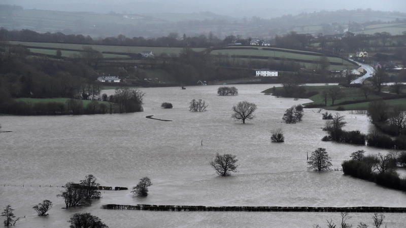 A view of fields flooded near St Clears, Pembrokeshire, South Wales, Britain, February 16, 2020. REUTERS/Rebecca Naden