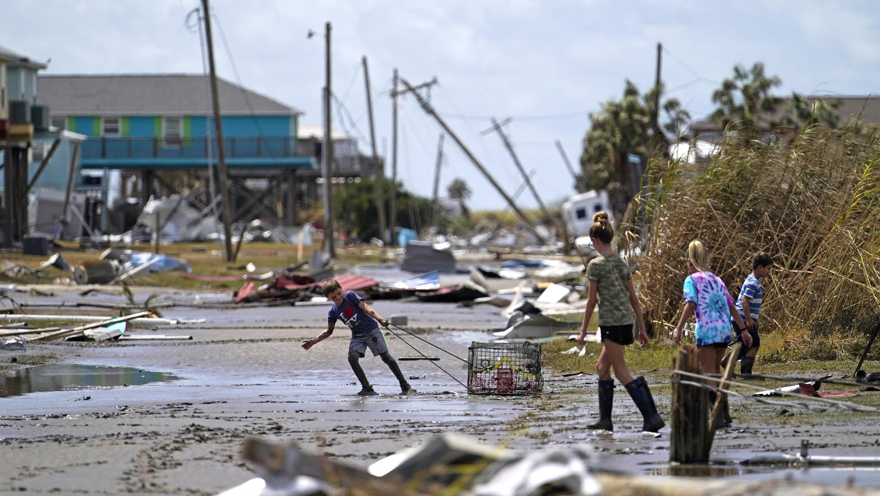 Zerstörungen nach Hurrikan Laura in Holly Beach, USA