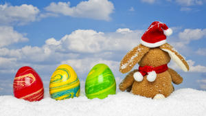 depressive Easter bunny in the snow
