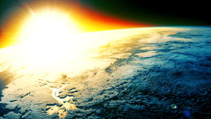 Earth planet at sunrise seen from space. Elements of the image provided by NASA. For this image creation Adobe Photoshop was used. This image of NASA was used: https://images.nasa.gov/#/details-iss036e005964.html
