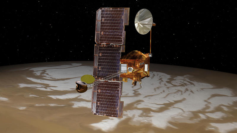 Der Mars-Odyssey-Orbiter fliegt seit 2001 um den Mars.