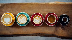 Aerial view of various coffee