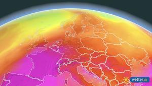 Die Graphik zeigt die Hitzeverteilung im August 2020 in Europa. Damals war heiße Hochsommerluft nach Deutschland geströmt und sorgte für die heißeste Phase des Sommer 2020 mit Werten jenseits der 35 Grad.
