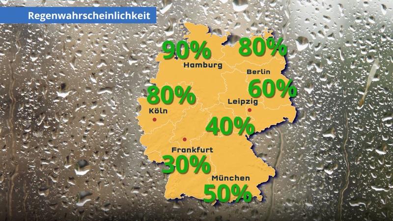 Regenwahrscheinlichkeit am Wochenende in Deutschland