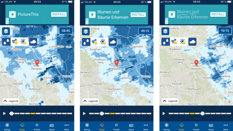 Das Regenradar in der wetter.de-App ist genauer als eine Prognose.