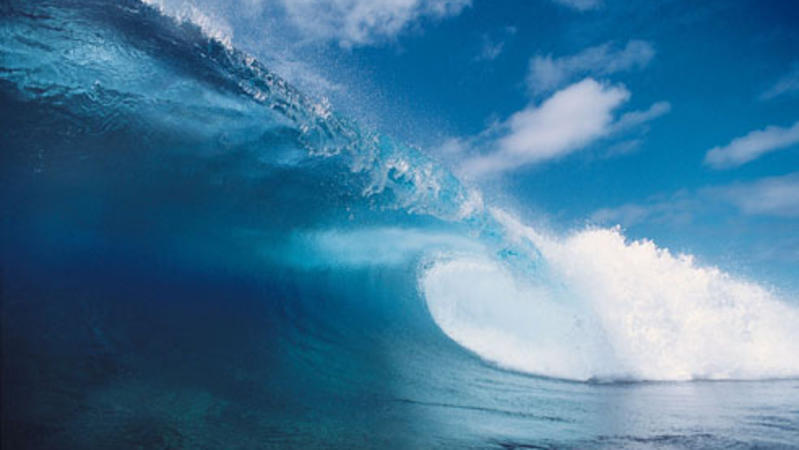 Die große türkisblaue Welle steht für den World Ocean Day.