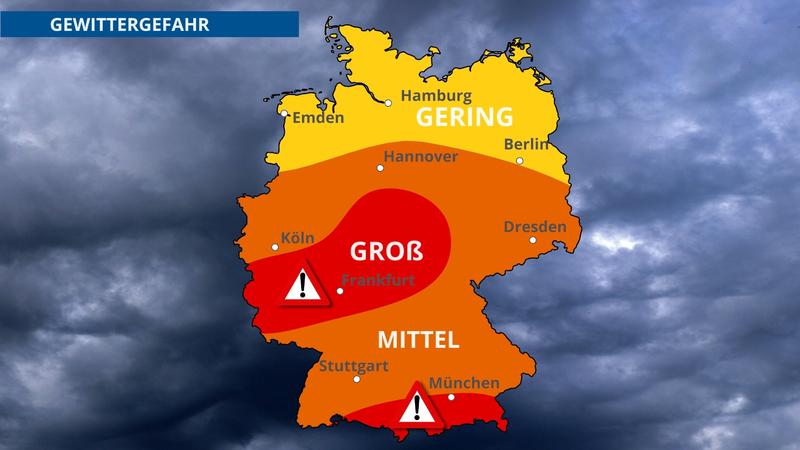 Gefahr von Gewittern mit Starkregen