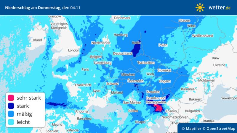 Prognose: Niederschläge für Europa am Freitag 5.11.2021