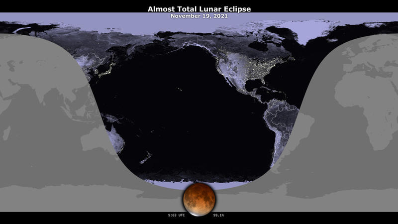 Partielle Mondfinsternis über Nord- und Südamerika, sowie dem Atlantik