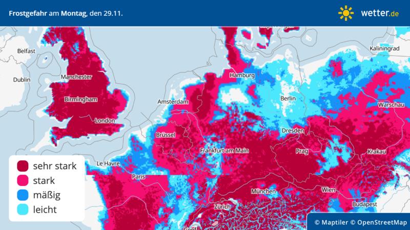 Die Chance auf Frost am 29.11.2021