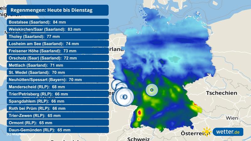 Die Wetterprognose für Deutschland zeigt viel Regen