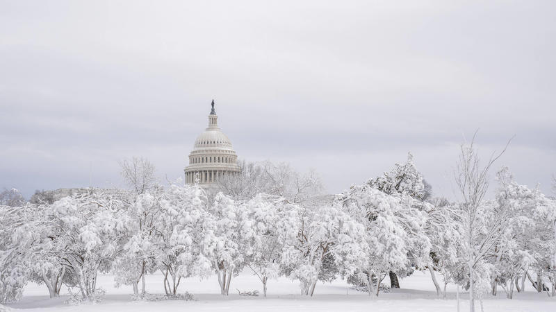  The U.S Capitol is seen through snow covered trees as a winter storm hits the Mid-Atlantic region covering Washington, DC on Monday, January 3, 2022. PUBLICATIONxINxGERxSUIxAUTxHUNxONLY WAP20220103528 KenxCedeno