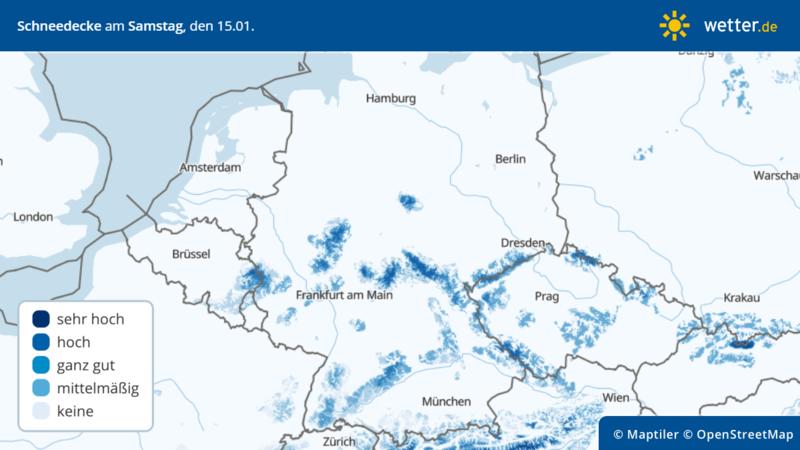 Wo liegt Schnee in Deutschland am Samstag