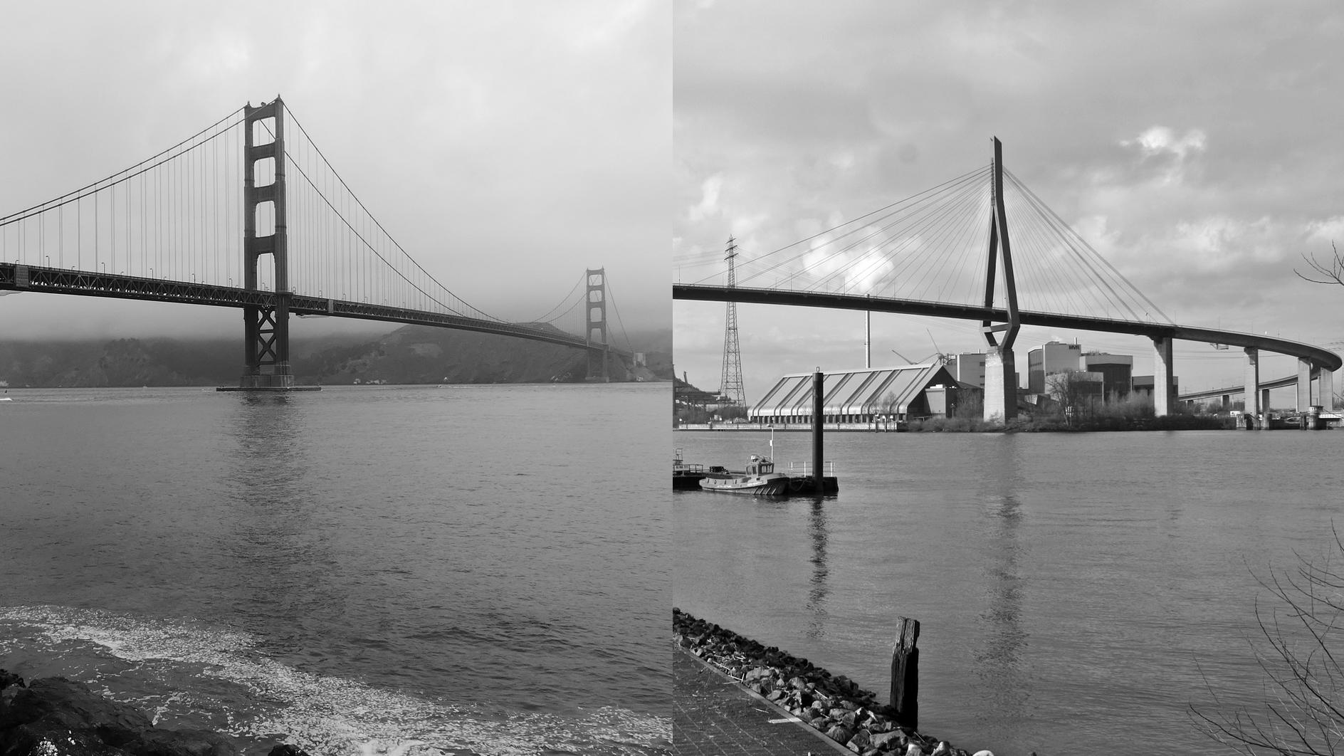 Die Golden Gate Bridge und die Köhlbrandbrücke