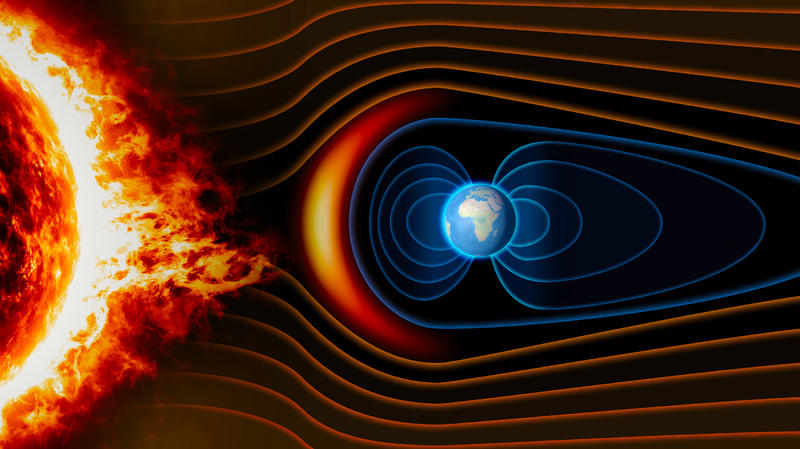 Sonnenstürme treffen auf das Magnetfeld der Erde