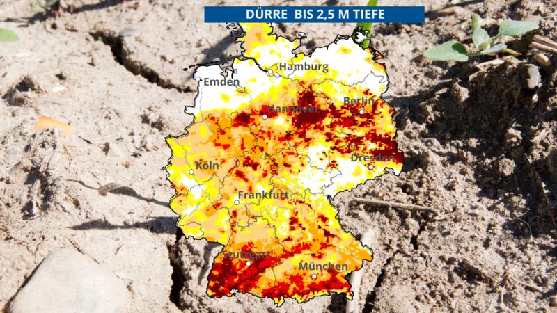 Trockenheit in den tieferen Bodenschichten in Deutschland vom 1. April 2022